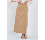 Executive Slim Fit Basic Long Skirt Khaki